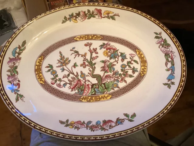 Vintage Johnson Bros Indian Tree Serving Platter 12 Inch Oval Meat Dinner Party