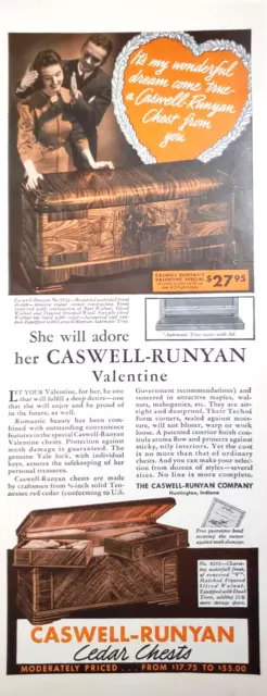 PRINT AD Caswell Runyan Cedar Chests 1940 5x13 Waterfall Front Valentine