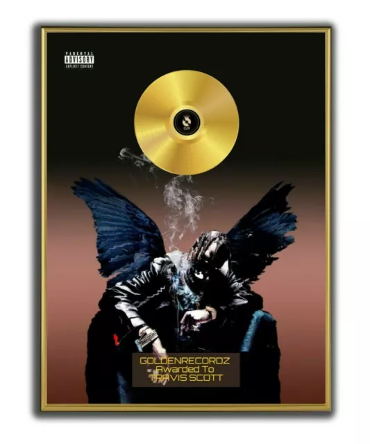 Travis Scott Poster, Birds in the Trap, GOLD/ PLATINIUM CD, gerahmtes Poster