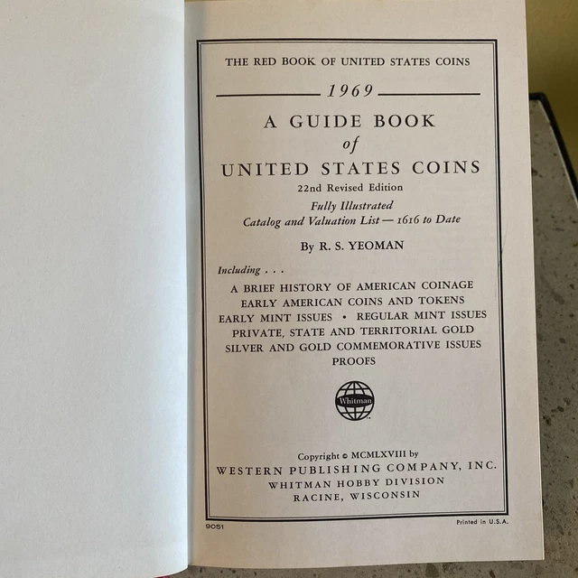 GUIDE BOOK OF United States Coins Dealer Guide 22e édition 1969 Yeoman