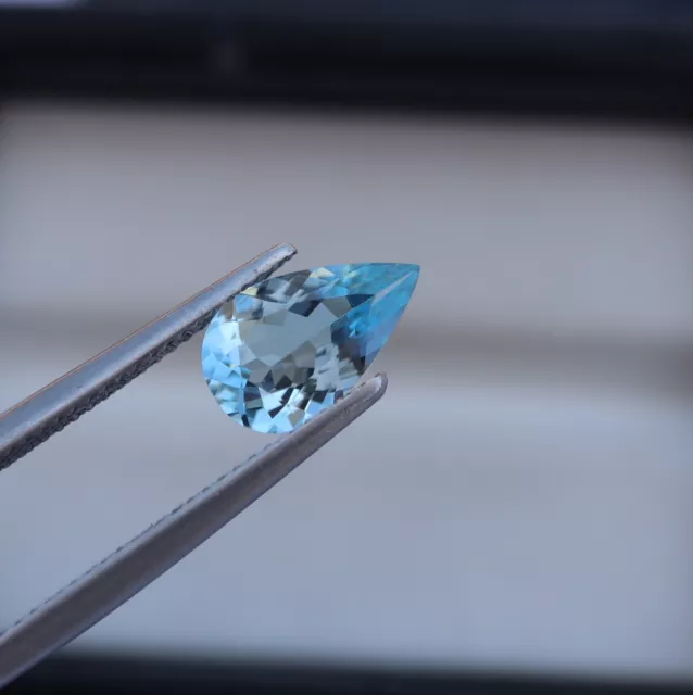 1.4 Cts 10.9x6.7x4 MM Nice Luster Natural Light Blue Aquamarine Gems Pear Cut