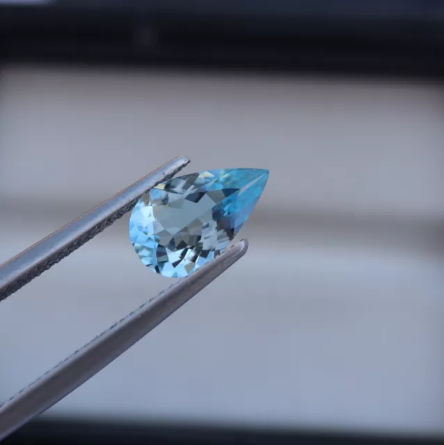 1.5 Cts 10.8x6.3x4.4 MM Nice Luster Natural Light Blue Aquamarine Gems Pear Cut