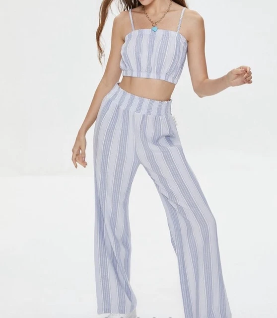 Women’s NEW Kendall & Kylie Brand Stripped Cami Top XS & Pants Small 2 Piece Set