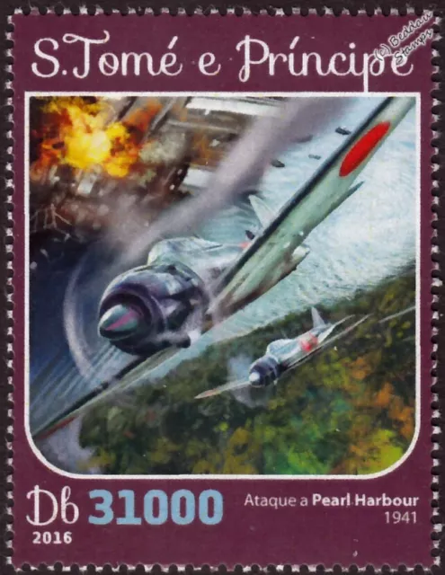 WWII 1941 Attack at PEARL HARBOR: IJN Mitsubishi A6M Zero Aircraft Stamp (2016)