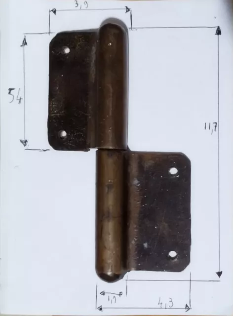 2 COPPIA DI ANTICHE CERNIERE A BANDIERA BTA PER PORTE O ANTE PRIMA METà 1900 2