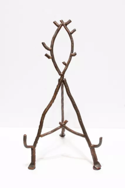 Vintage Cast Iron Easel Art Picture Dish Display Ornate Twisted Branches 14"
