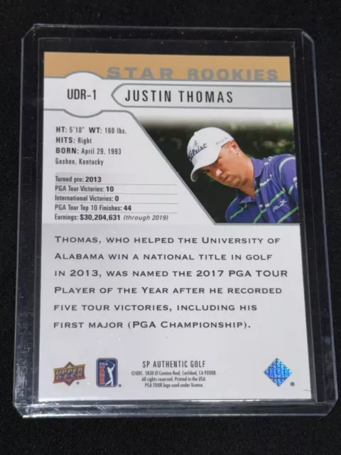 2021 Upper Deck SP Authentic Golf - Justin Thomas - Star Rookies 2
