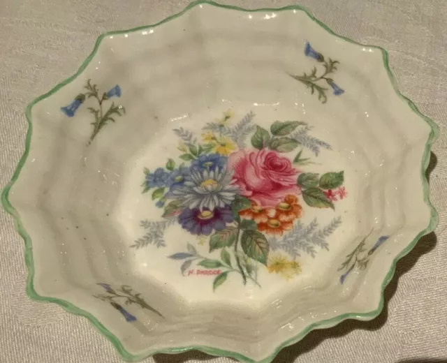 Fine Bone China English Pretty Floral Pin Dish 11cm Diameter.