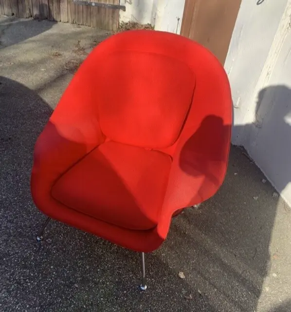 70er Jahre Womb Sessel Chair Stoff orange gebraucht, SALE aller 70s Stühle