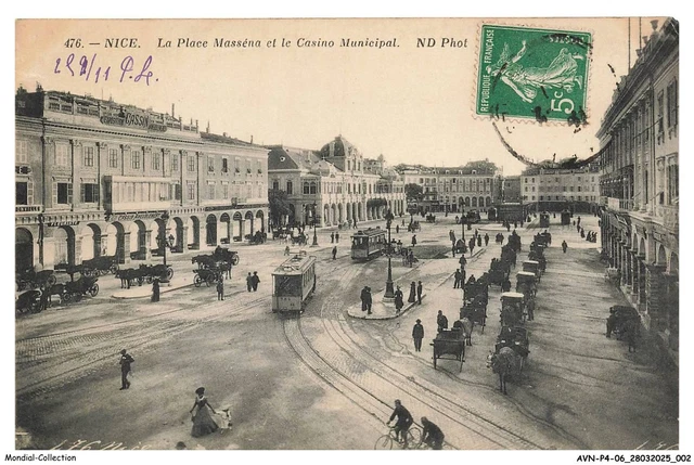 Tirage Albuminé Vintage - Nice, Casino Municipal Et Place Masséna - Circa 1880 - Format 18x24 Cm