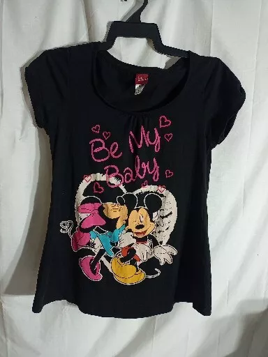 Disney Mickey And Minnie Mouse Be My Baby Women's Shirt Black Valentine's Day...
