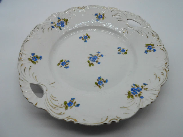 Plat A Gâteaux Decor Fleurs Bleues En Porcelaine De Paris