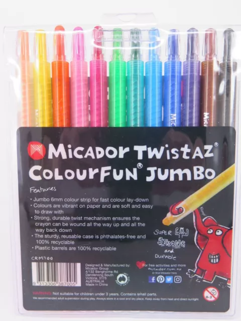 Micador Twistaz Colourfun jumbo Crayons 12 Pack  CRM700 2