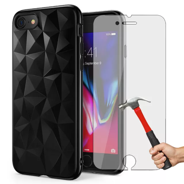 Coque + Film Protection Verre Trempé pour iPhone XR/XS/Max/X/8/7/6S 11 Pro/Max