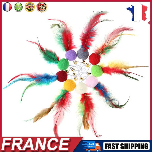 10pcs Pompom Feather for Cat Teasing Stick Kitten Teaser Ball Replacement Toys f