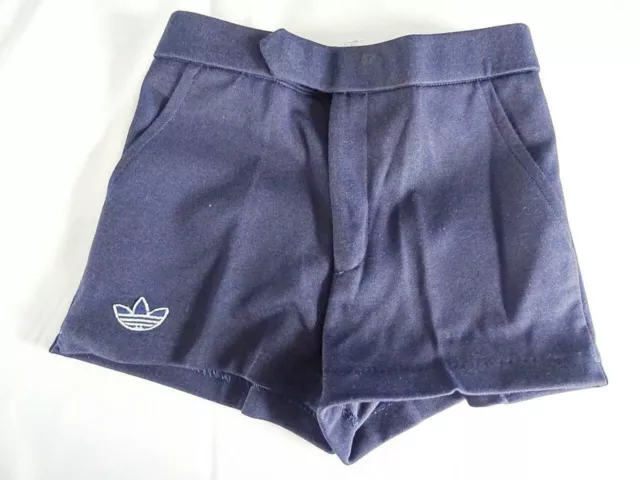 Pantaloncini da tennis vintage Adidas ragazzo bambini anni '80 blu navy anni '80 inutilizzati 24" età 5/6