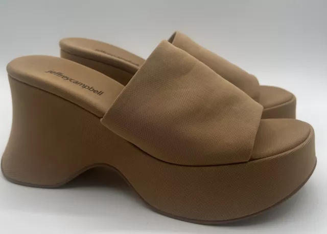 Jeffrey Campbell 6Teen Womens Size 8.5 Shoe Beige Platform Wedge Slide Sandals