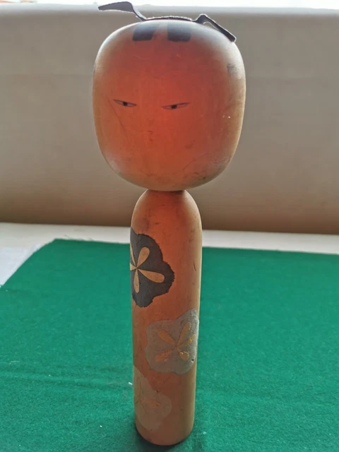 Japanese Kokeshi Doll Wood Signed Mid 20th Century With Paper Decorations Japanese Kokeshi Doll Wood Signed Mid 20th Century With Paper Decorations