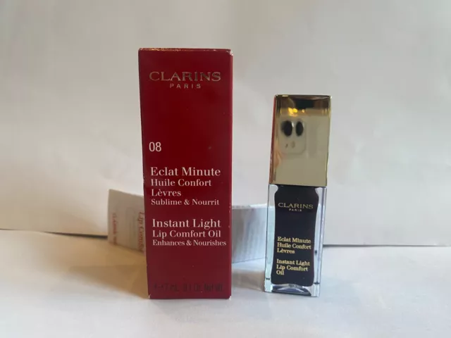 Clarins Instant Light Lip Comfort Oil 08 Blackberry - 7ml  BOXED