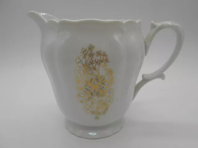 Magnifique Pot A Lait / Pichet Aux Fleurs Dorées En Porcelaine De Limoges Ulim