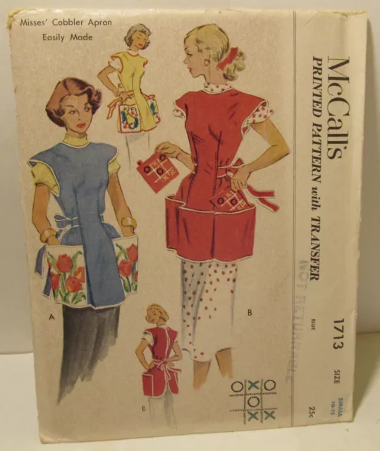 McCall's Misses' Cobbler Apron Printed Pattern 1713 Size Small 10-12