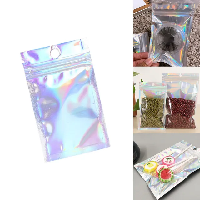 20pcs Foil Bags Holographic Rainbow Laser Double-Sided Small Mylar Storage