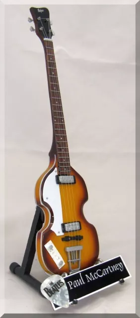 PAUL McCARTNEY Miniature  Bass sGuitar Replica Hofner Beatles  w/ Guitar Pick
