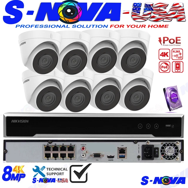 HIKVISION 4K NVR 8CH Security Camera System 4mp Turret Exir IR W/2TB