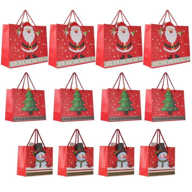 12 pz sacchetti di carta Natale Kraft tema borse tote confezione squisita Natale