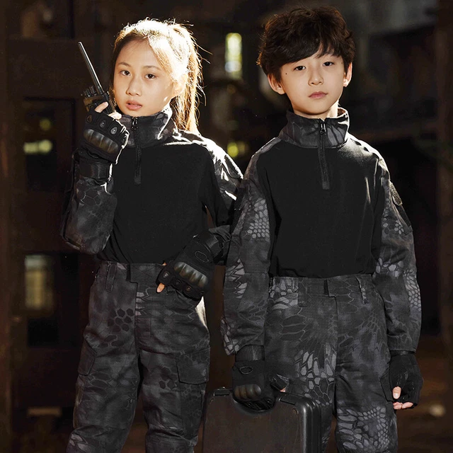 Kids Camo Uniform Combat Suits Hiking Uniform Boys Outdoor Training Clothing