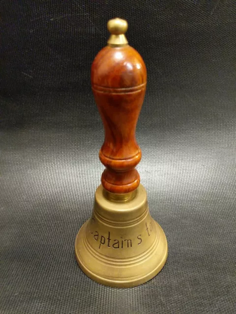 Vintage Captain's Table brass bell with wood handle