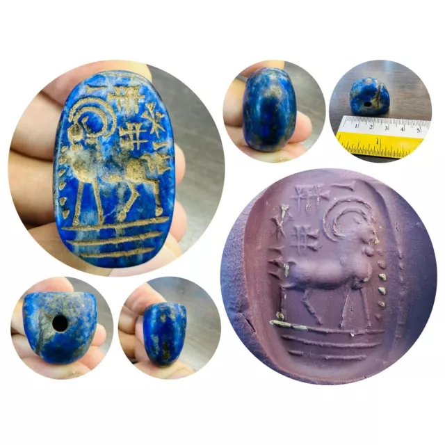 Ancient Lapis lazuli sassanian stone seal rare bead