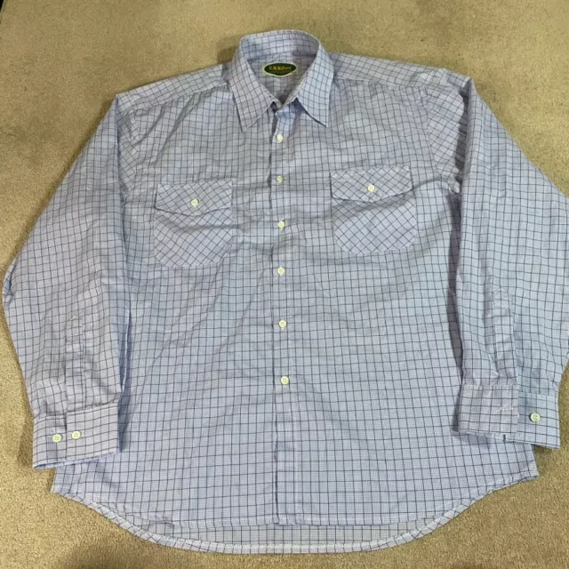 Vintage RM Williams Shirt Mens 2XL XXL Blue Check Long Sleeve Button Up Casual