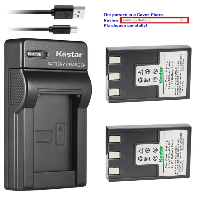 Kastar Battery Slim Charger for NB-1L NB-1LH NB1L & Canon CBC-NB1 CB-2L CB-2LS