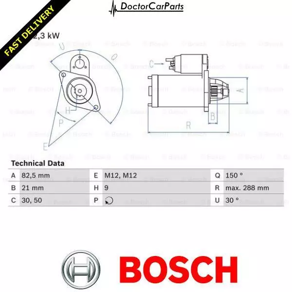 Starter Motor FOR MERCEDES SALOON 76->80 300 2.9 OM 617.912 Diesel W123 Bosch