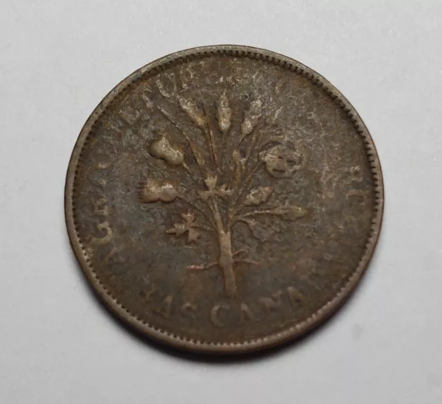 Un Sou Montreal Lower Canada Agriculture & Commerce Half Penny Token Coin