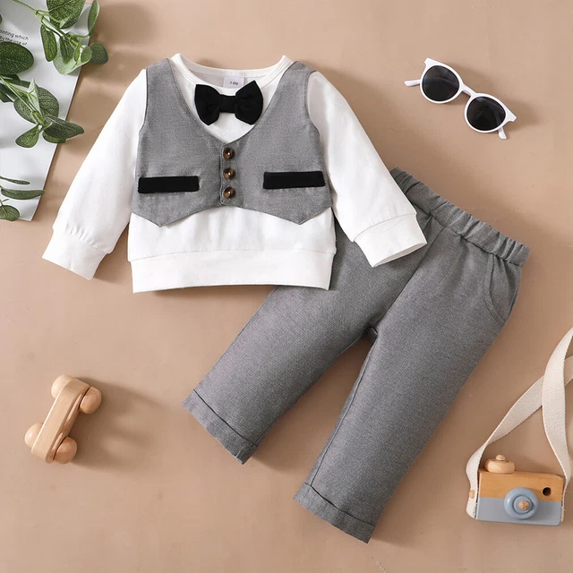 Baby Jungen Gentleman Langarm Tops Hosen-Set Party Langarmshirt Hosen Outfits