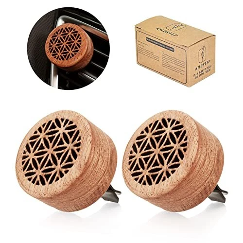 Essential Oil Car Diffuser 2 PCS Car Aromatherapy Wood Diffuser with Vent Clip