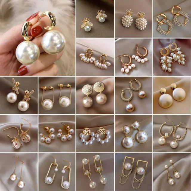 Fashion Pearl Crystal Tassel Earrings Stud Drop Dangle Women Jewellery Gifts Lot