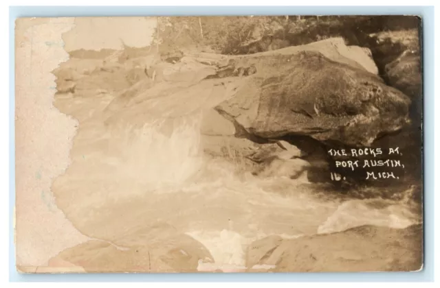 1920 The Rocks at Port Arthur Michigan MI Posted Antique RPPC Photo Postcard