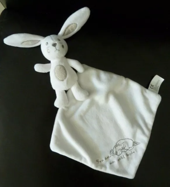 * Doudou Nicotoy Lapin Blanc Gris Beige Fais Dodo Mon Petit Mouchoir Excell Etat