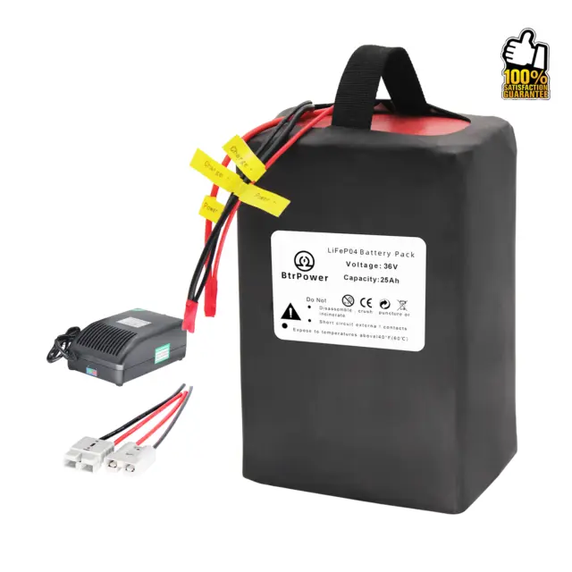 BtrPower NEW 36V Ebike Battery 25Ah Lithium LiFePO4 for Electric Bicycle Scooter