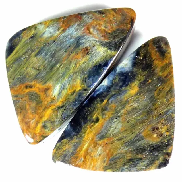 18.00Cts. 13X22X4mm 100% Natural Pietersite Fancy Cab Matched Pair Gemstone