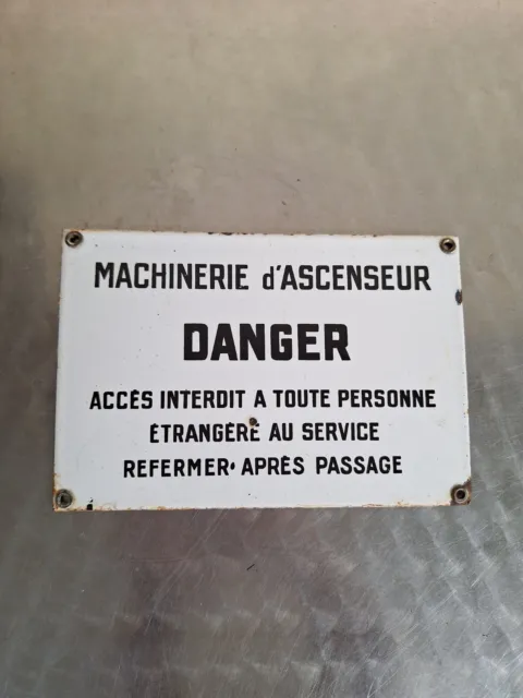 Ancienne Plaque Émaillée "Danger" D'immeuble Déco Loft Interdiction