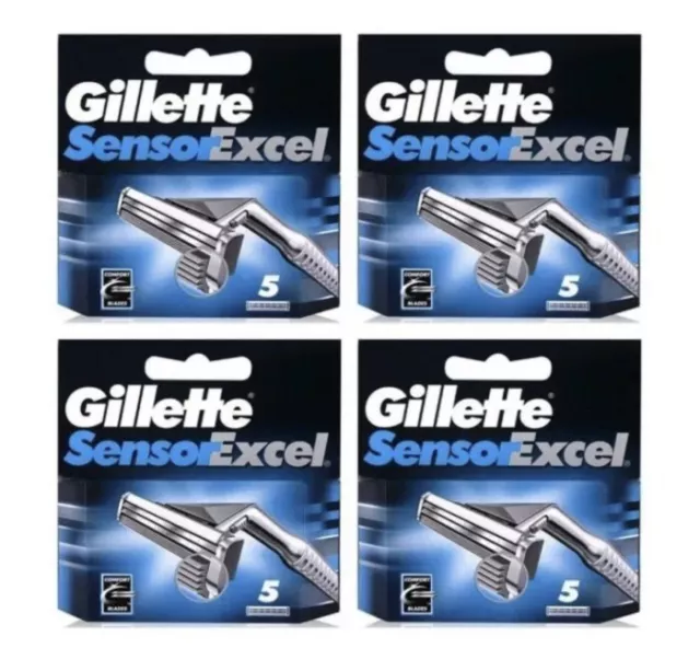 Lame rasoio Gillette Sensor Excel 4 confezioni da 5 cartucce comfort GRATIS VELOCE P&P