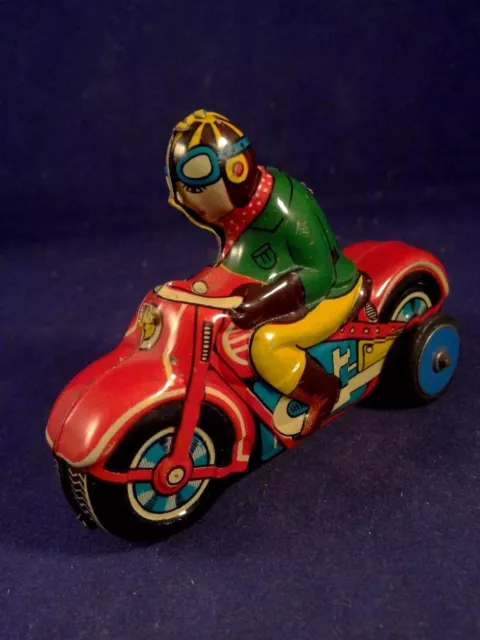 Ancien jouet tôle moto mécanique friction japan Linemar toys années 60