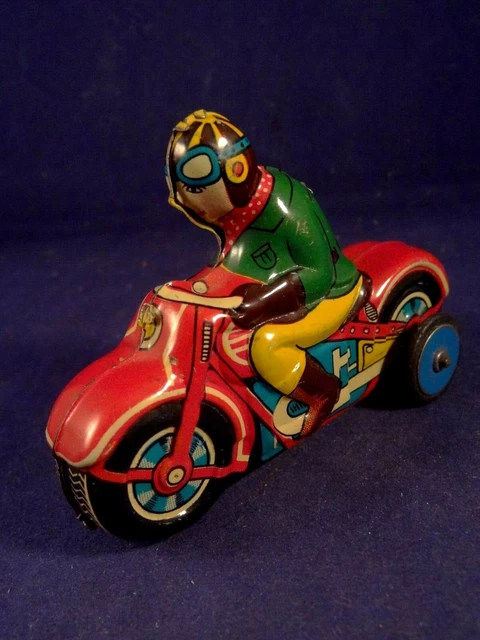 Ancien jouet tôle moto mécanique friction japan Linemar toys années 60