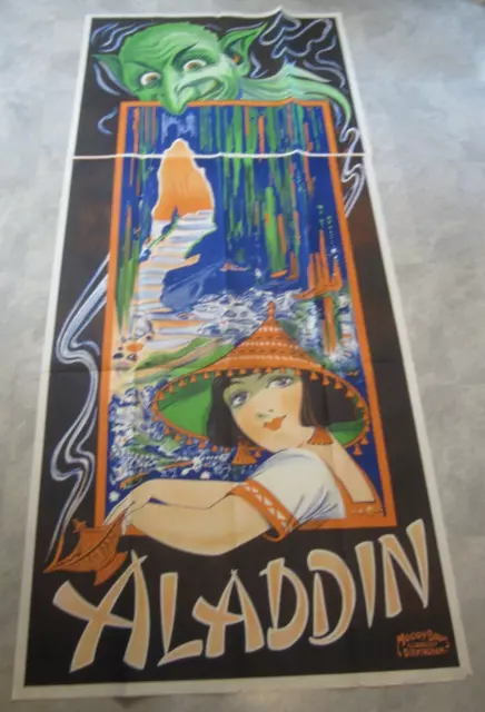 HUGE Old Vintage 1930's - ALADDIN - THEATRE Show POSTER - GENIE - Moody Bros