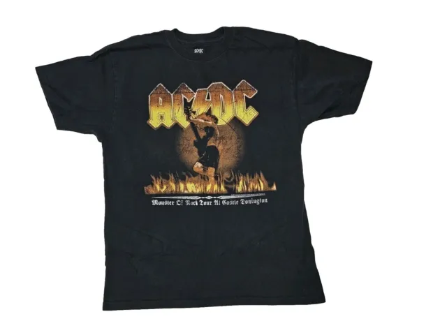 AC/DC Shirt Men's L 2007 Rock Band Tee Castle Donnington Repro Angus Young Retro