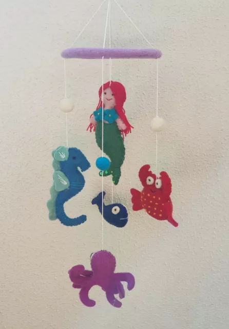 Children's room decoration handcrafted felt hanging and mobile- sea animals